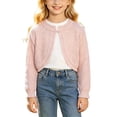 thumbnail image 6 of WQNVRNR Girls Button Cardigan- Long Sleeve Lightweight Fashion Cute Fall Casual Tops Pink Size 3, 6 of 7