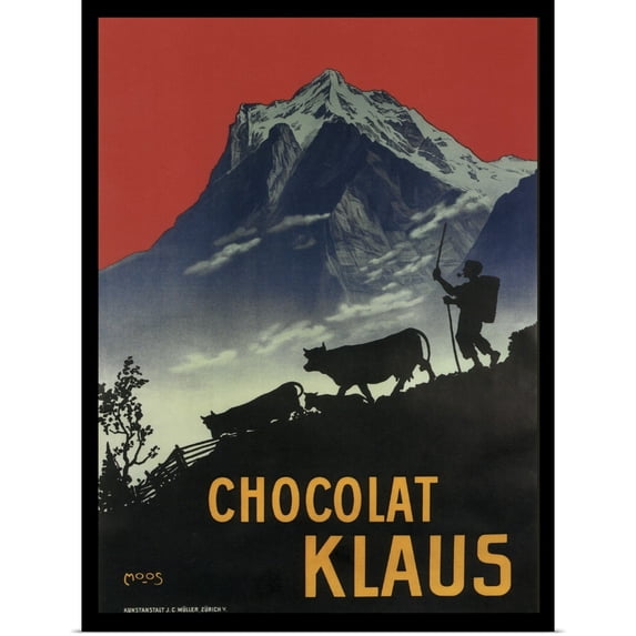 Great BIG Canvas | Rolled Vintage Apple Collection Poster Print entitled Chocolat Klaus - Vintage Chocolate Advertisement