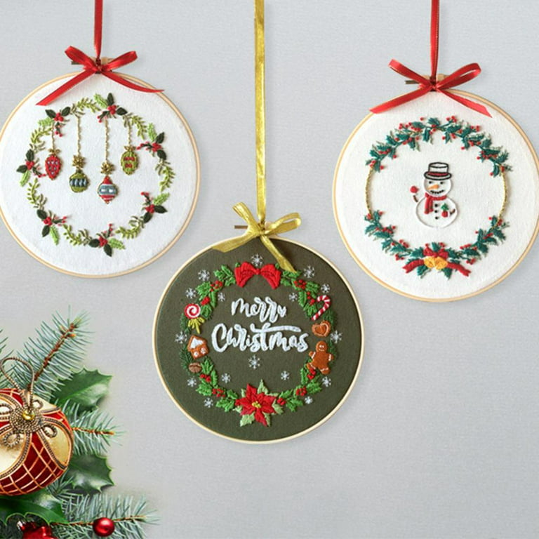 Christmas Tree Farm Embroidery Kit by Stitched Stories, 8 in, Cotton