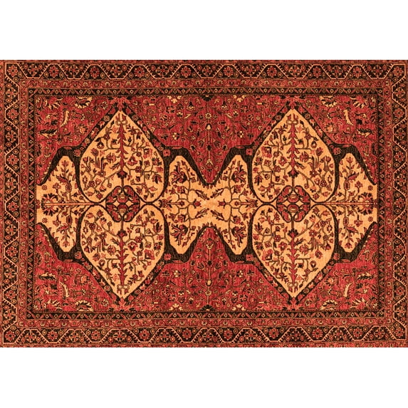 Ahgly Company Indoor Rectangle Abstract Orange Modern Area Rugs, 8' x 10'