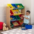 thumbnail image 2 of KidKraft Wooden Sort It & Store It Bin Unit with 12 Plastic Bins - Primary & Natural, 2 of 6