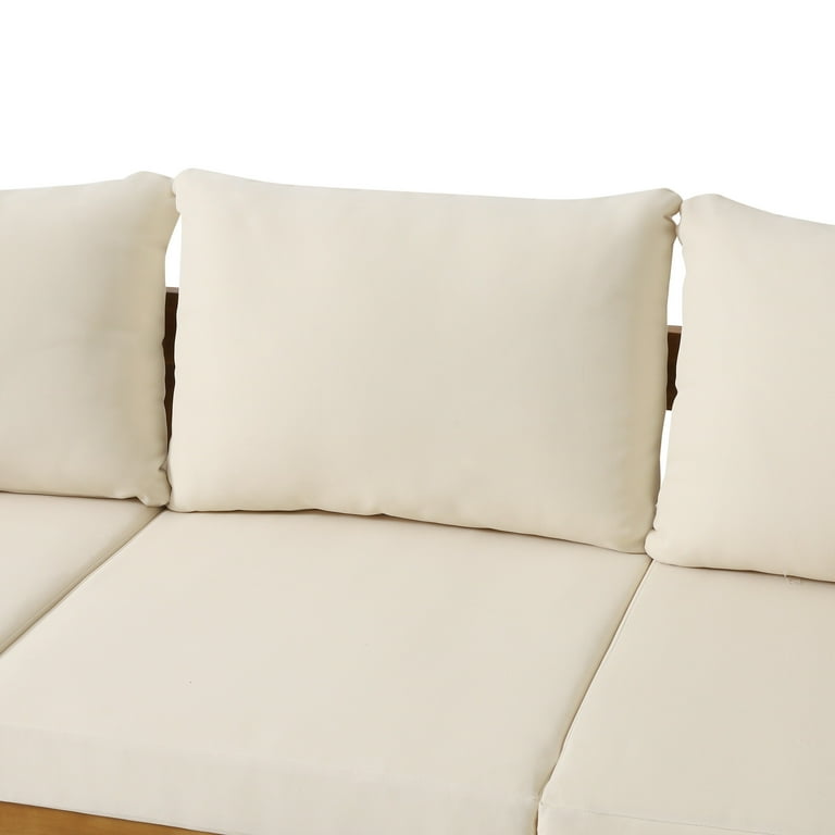 Christopher Knight Home Brooklyn 3 Seater Outdoor Acacia Wood Sofa with Cushions Teak Furniture Seating Walmart