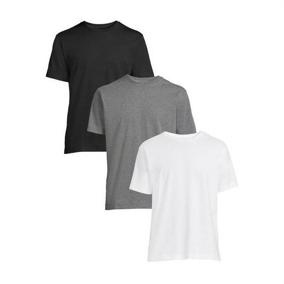 3-6 Pack Men's 100% Cotton Tagless Crew Neck T-Shirt Undershirt Tee (Medium, Assorted, 3 Pack)