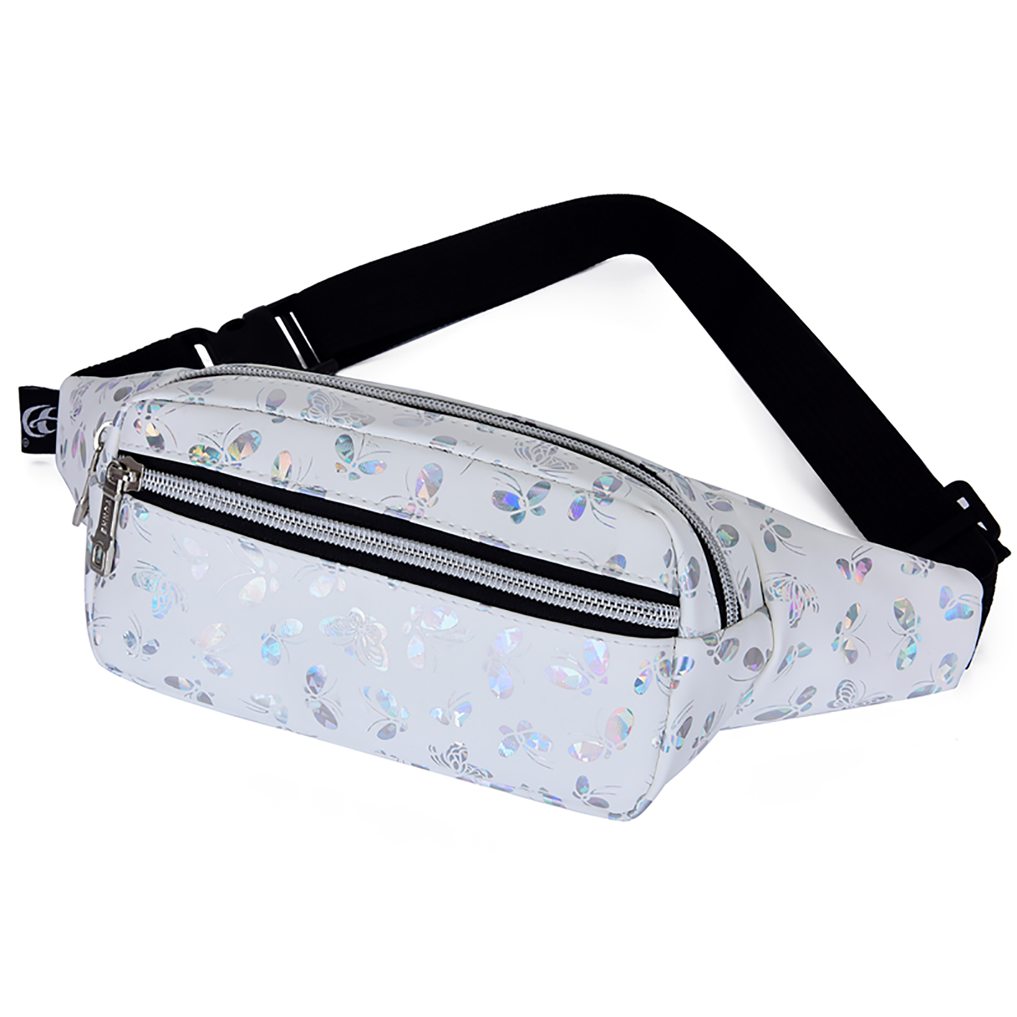 TFFR Women Laser Fanny Pack, Glitter Holographic Butterfly Print Waist