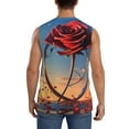 thumbnail image 4 of Uemuo Sunset Rose Elegance Pattern Men's Sleeveless T-Shirt,Muscle Athletic Tank Top, Moisture-wicking Quick-dry Breathable Classic Tee Top for Gym Run Outdoor Sports-, 4 of 8
