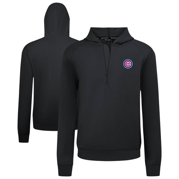 Men's Levelwear  Black Chicago Cubs Technic Insignia Quarter-Zip Hoodie