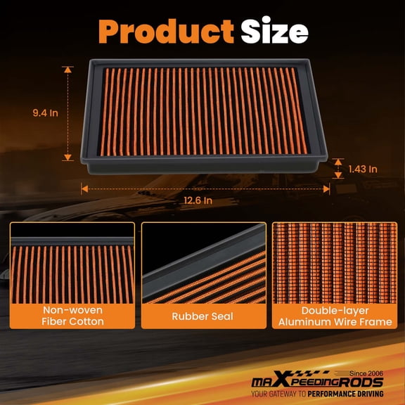 maXpeedingrods MX-2438 High Performance Engine Air Filter Washable & Reusable, Requires No Oil for Lexus GX460 2010-2021, for Toyota 4Runner 2010-2021, for Land Cruiser Prado 2010-2016