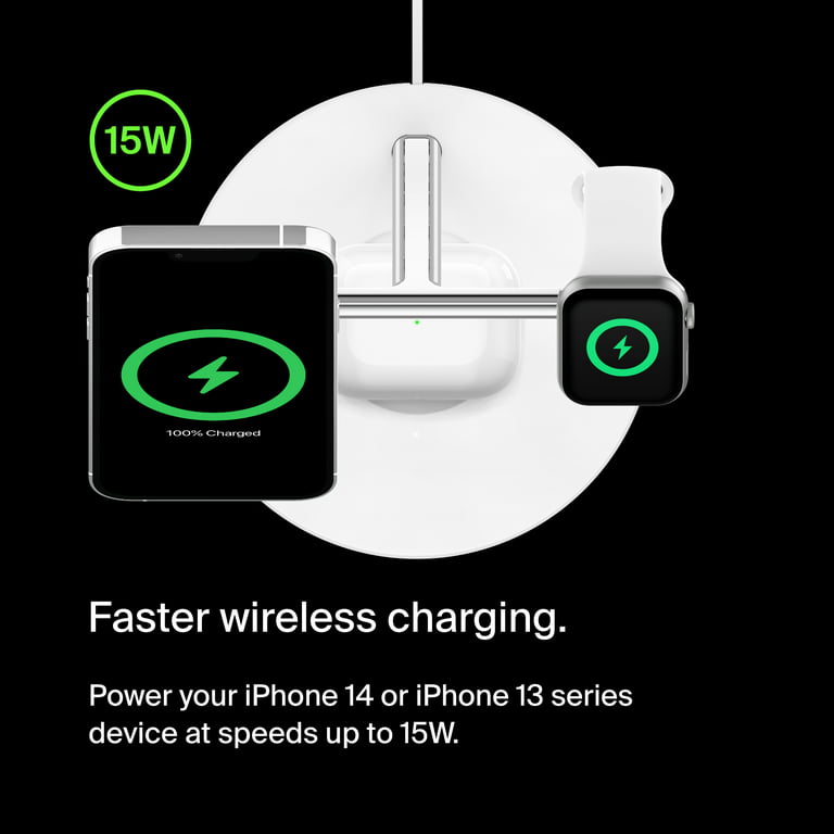 Belkin 3-In-1 Wireless Charging Station - Fast Wireless Charging For Apple  Iphone 14, Iphone 13 & Iphone 12 Series & Apple Watch (All Series) - With