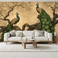 thumbnail image 2 of Peel and Stick Wallpaper Wall Murals Floral Vintage Green Peacock Bathroom Decor 69"H x 96"W Removable Wall Paper Self-Adhesive Wall Decor for Bedroom Living Room Nursery, 2 of 7