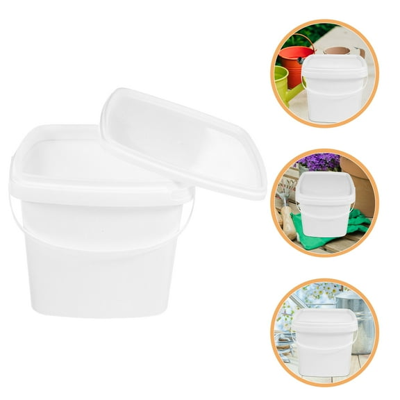 SOPOTUTU Small Buckets Plastic Square Plastic Bucket White PP 2Pack Transportation