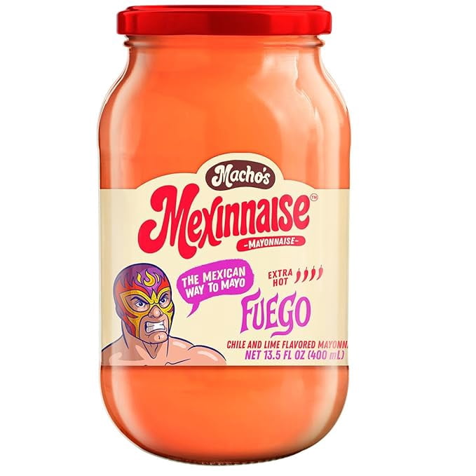 Macho’s Mexinnaise Mexican-Style Mayonnaise Variety Pack – Fuego, Lime & Valentina Flavors – Spicy & Zesty Sandwich and Taco Spread – 3 Pack, 13.5 fl oz Bottles