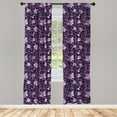 thumbnail image 3 of Ambesonne Floral Curtains, Flower Patterned Design, Pair of 28"x95", Lilac Dark Purple White, 3 of 5