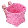 thumbnail image 3 of Clearance! Haidf Kids Bike Basket Front, Handwoven Rattan Bike Basket with Adjustable Leather Straps, Toddler Bike Basket for Boys Girls, Wicker Bike Basket, Bicycle Basket, 4.72 Inch, Pink, 3 of 10