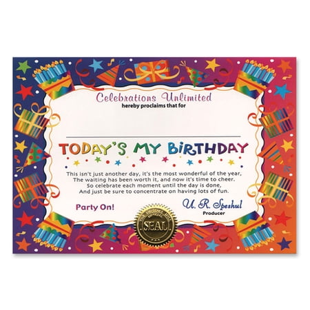 6 Pack Bulk Today's My Birthday Certificate