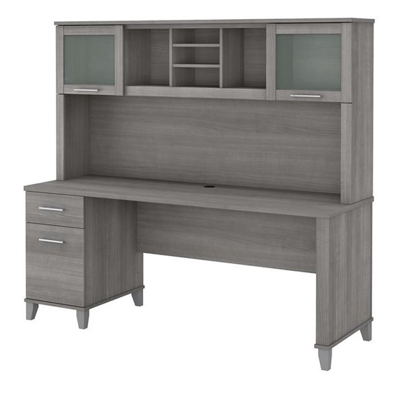 Somerset 72W Office Desk with Drawers and Hutch - Engineered Wood