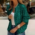 thumbnail image 3 of Women's Sequin Long Sleeve Sparkly Glitter Jacket Fashion Party Outerwear Green S, 3 of 5