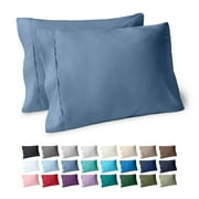 Bare Home Pillowcase Set - Premium 1800 Collection - Double Brushed - Ultra Soft - King Size, Coronet Blue, 2 Count