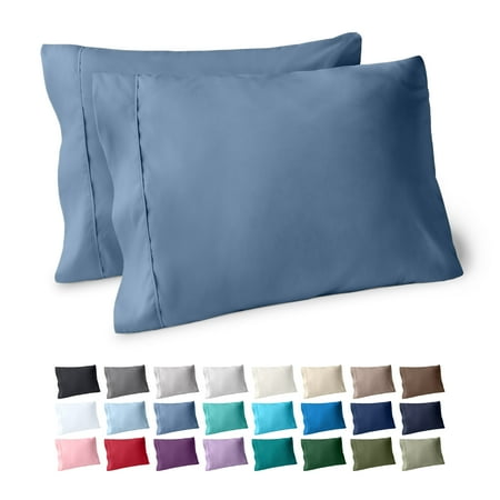 Bare Home Pillowcase Set - Premium 1800 Collection - Double Brushed - Ultra Soft - Standard Size, Coronet Blue, 2 Count