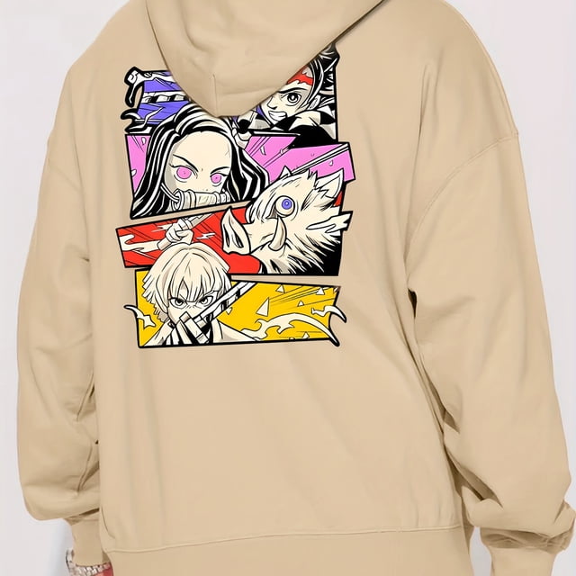 Sudadera con capucha con estampado de personajes de anime, sudaderas con capucha geniales para hombres, sudadera con capucha de diseño gráfico informal para hombres con bolsillo de canguro para el oto