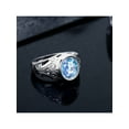 thumbnail image 3 of Gem Stone King Men's 925 Sterling Silver Oval Millennium Blue Mystic Quartz Ring | 4.15 Cttw | Gemstone Birthstone | Available in Size 5, 6, 7, 8, 9, 3 of 4