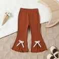 thumbnail image 6 of FYDUU 2 Pack Baby Girl Flare Pants Baby Girls Ribbed Bow Split Ribbed Bell Bottoms Solid Color Elastic Waist Pants Toddler Fall Winter Outfits 6-9 Months, 6 of 9