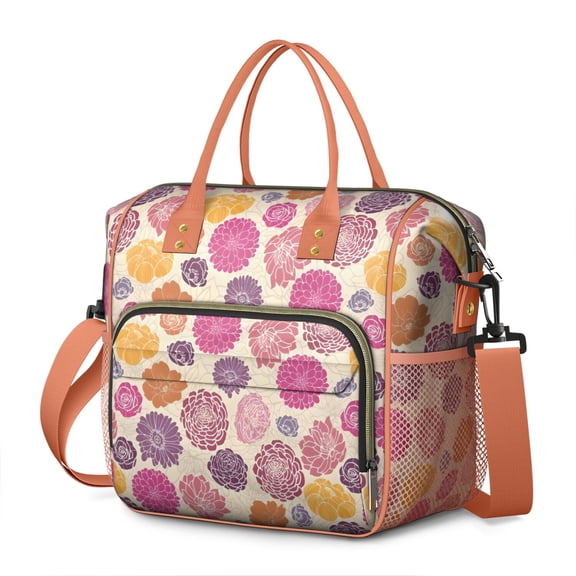 Pioneer Flower Floral Print Pattern Womens Lunch Box for Work,Insulated Large Lunch Bag for Tween and Teen,Loncheras Para Mujer,Leakproof Adult Lunch Bag for Work,Beach,Travel,Picnic,Camping