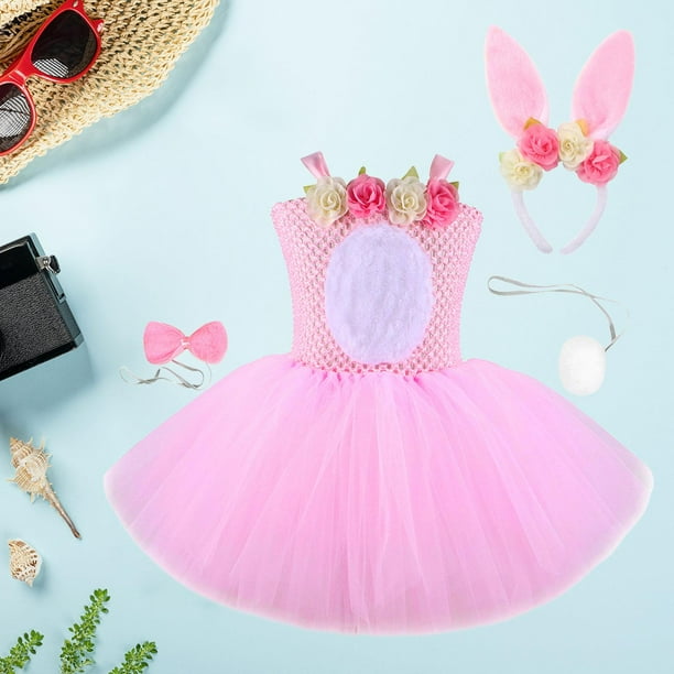 Diadema con tutú de conejo de Pascua, pajarita con cola, tocado con Orejas de conejo, novedad, traje de Animal para niños, para actuación, fiesta de SG Yinane Diadema de cola de disfraz