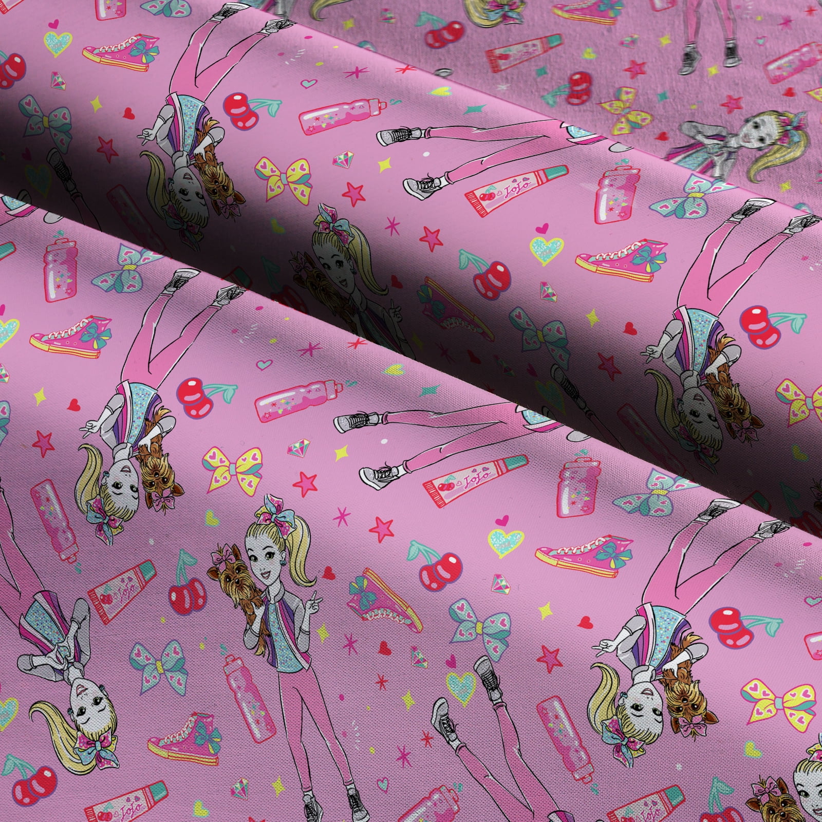 Nickelodeon 43" 100% Cotton Jojo and Bowbow Craft Fabric 10 yd By the Bolt, Pink, Blue and Yellow