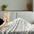 thumbnail image 3 of Autumn Soft Flannel Fleece Throw Blanket, Yellow Rain Drops Pattern Moisture Condensed from Atmosphere Print, Cozy Plush for Indoor and Outdoor Use, 60" x 80", Mustard Black White, by Ambesonne, 3 of 5