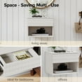 thumbnail image 6 of Hommoo Set of 2 Nightstand, Carved Surface Wall-Mounted Bedside Table Set with Drawer & Open Shelf, 3-Section Slides, White, 6 of 9
