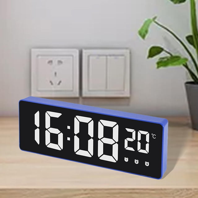 Despertador electrónico de temperatura Brillo LED Luz nocturna Silencios fecha Escritorio de oficina azul Colco Despertador digital