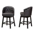 thumbnail image 4 of Baxton Studio Theron Mid-Century Transitional Dark Brown Faux Leather and Espresso Brown Finished Wood 2-Piece Swivel Counter Stool Set, 4 of 9