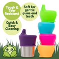 thumbnail image 2 of Tapas de silicona para vasos para sorber Healthy Sprouts, a prueba de derrames, se adapta a cualquier vaso, sin BPA, duraderas y suaves para bebés y niños pequeños, rápido de colocar, paquete de 5 tap, 2 of 5