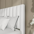 thumbnail image 5 of SHA CERLIN White King Size Platform Bed Frame with Velvet Channel Headboard, Adult, 5 of 12