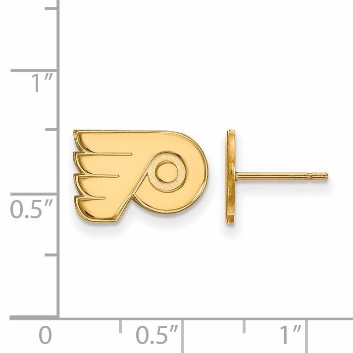 14K Yellow Gold NHL LogoArt Philadelphia Flyers XS Post Earrings - image 5 of 6