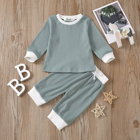 

Simplmasygenix Baby Tops Set Summer Outfits Newborn Baby Boys Girls Long Sleeve Knitted Tops+Pants Clothes Outfit set
