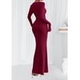 thumbnail image 4 of Vestido Maxi de Punto Acanalado para Mujer PRETTYGARDEN Otoño Burdeos Talla S, 4 of 8
