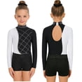 thumbnail image 2 of iiniim Girls 3 Piece Gymnastics Outfits Long Sleeve Leotard with Shorts Hairband Sparkly Ballet Dancewear White 6, 2 of 7