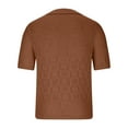 thumbnail image 3 of ZQUUVOU Men's Knit Short Sleeve Casual Fashion Solid Color Short Sleeve Turndown Collar Blouse Shirt B-Brown, 3 of 5