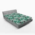 thumbnail image 2 of Ambesonne Tropical Fitted Sheet, Monstera Silhouette Plot, Full Size, Pale Petrol Blue Grey, 2 of 5