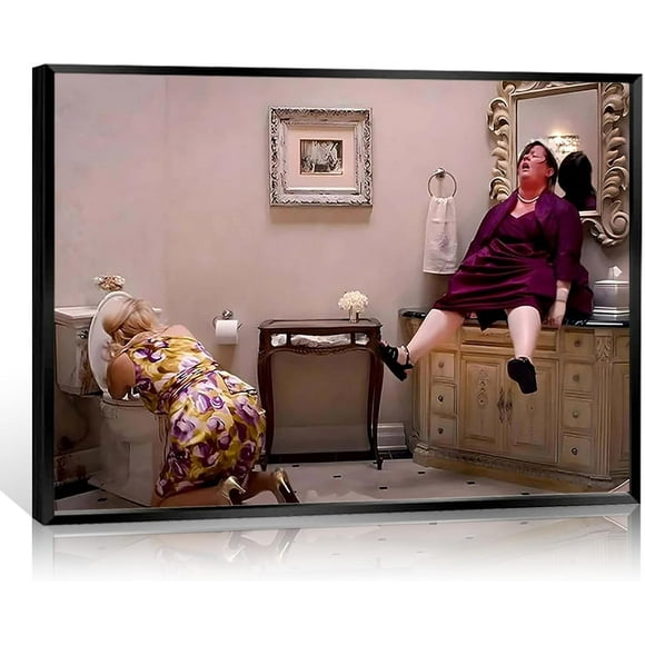AEFER Black and White Comedy Movies White Bathroom Pictures Canvas Print Wall Decor
