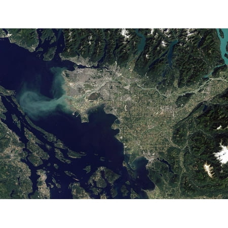 Satellite View of the Frasier River, British Columbia, Canada Print Wall Art By Stocktrek