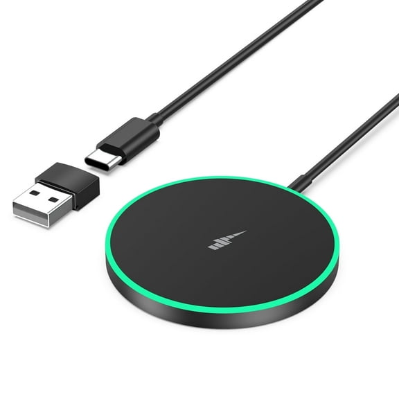 Magnetic Wireless Charger Fast Charging Pad, Compatible with iPhone 17/16/15/14/13/12 Series, AirPods 3/2/Pro/Pro 2, Dual Ports, LED, Black