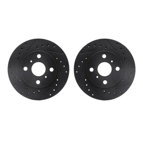 Dynamic Friction Company Front Brake Rotors-Drilled and Slotted-Black 8002-76039