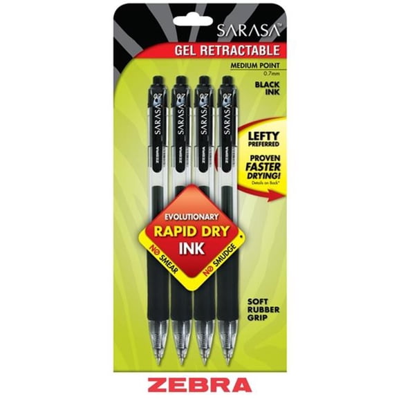 Zebra Sarasa Retractable Gel Pens, Fine Point, 0.7 mm, Assorted Ink Colors, 10 Pack