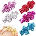 thumbnail image 4 of Anvazise Baby Girls Kids Gilding Big Bow Hairband Headband Turban Stretch Knot Head Wrap Golden, 4 of 13
