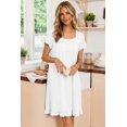 thumbnail image 3 of Ekouaer Nightgowns for Women Lace Trim Sleep Shirts Short Sleeve Night Shirts With Pockets Night Gown Ruffled Sleep Dress, 3 of 6