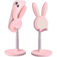 thumbnail image 1 of Cute Bunny Phone Stand, Kawaii Cell Phone Holder for Desk Compatible with All Mobile Phone Pink, 1 of 4