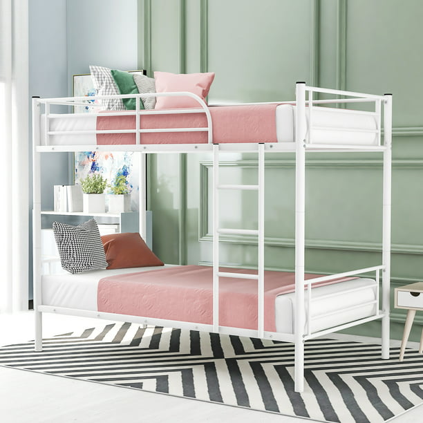 Metal Steel Bunk Bed Twin Over, Space Saving Twin Bed Frame