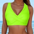 thumbnail image 2 of Quealent Women's Twist Front Bikini Top V Neck Push Up Padded Swimsuit Top Bathing Suits (Green,XL), 2 of 5